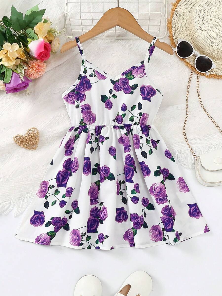 SHEIN Junges Mädchen Cami Kleid mit Blume Muster,