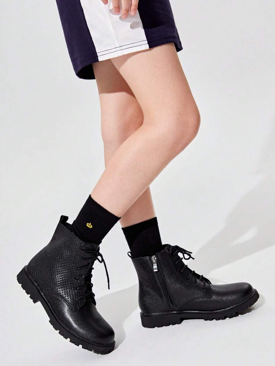 Girls Lace Up Front Fashion Combat Boots For Outdoor