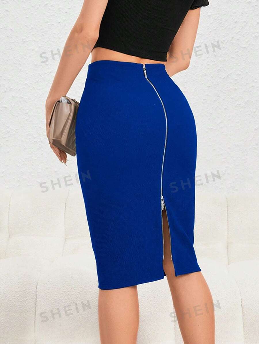 SHEIN Privé Falda de lápiz con cremallera trasera