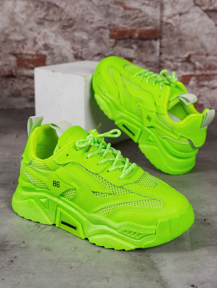 Damen Flache Schnürschuhe mit rundem Zehenbereich, Chunky Lässig Sneakers, Sportliche Laufschuhe