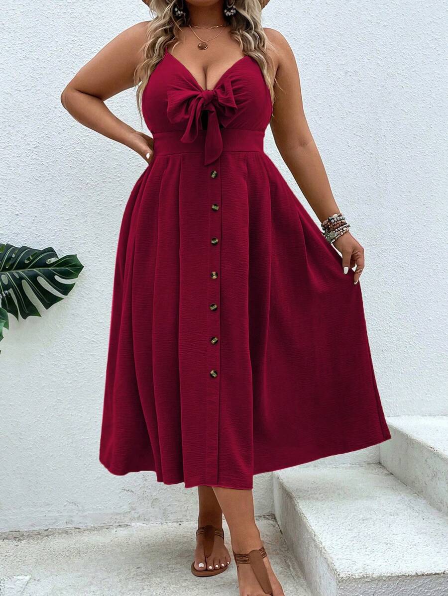 Breezaya Plus Knot Front Cami Dress