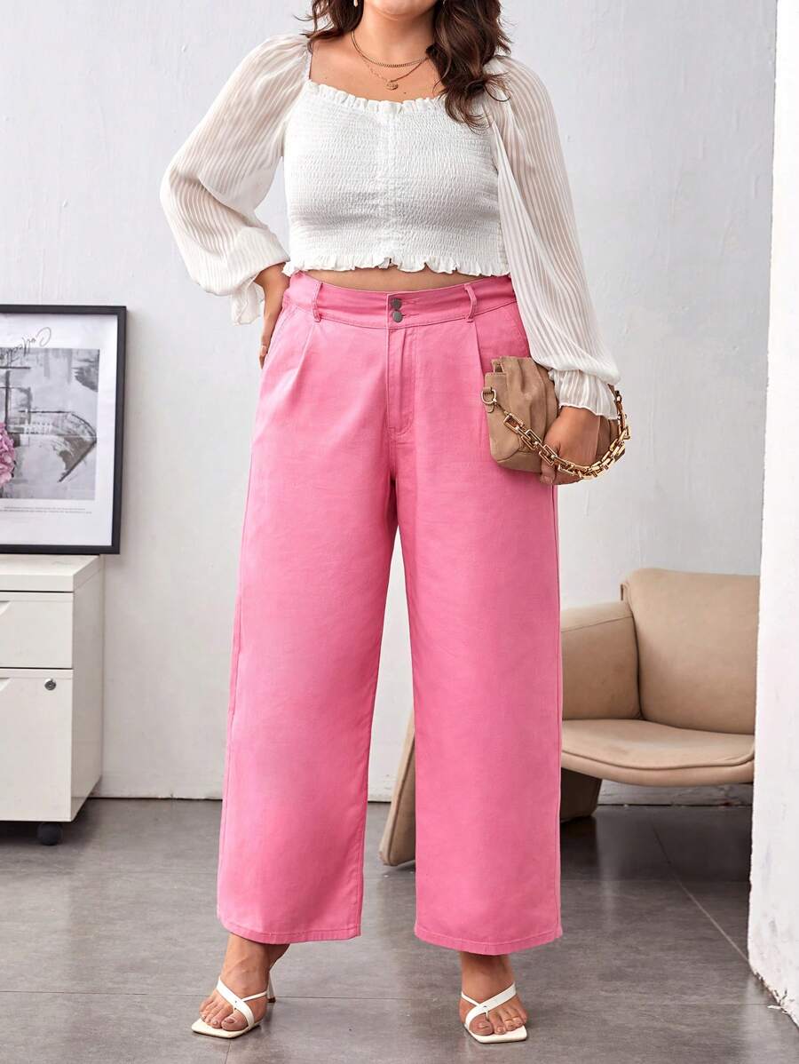 SHEIN Privé Plus High Waist Wide Leg Jeans