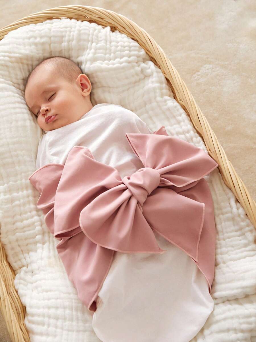 Cozy Pixies 1pc Baby Bow Decor Fabric Swaddling Blanket Love Valentine