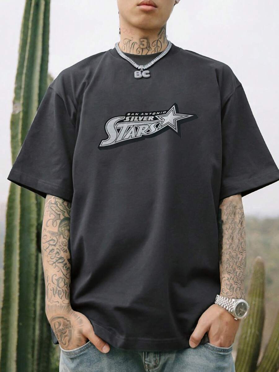 Men Letter Graphic Drop Shoulder Tee