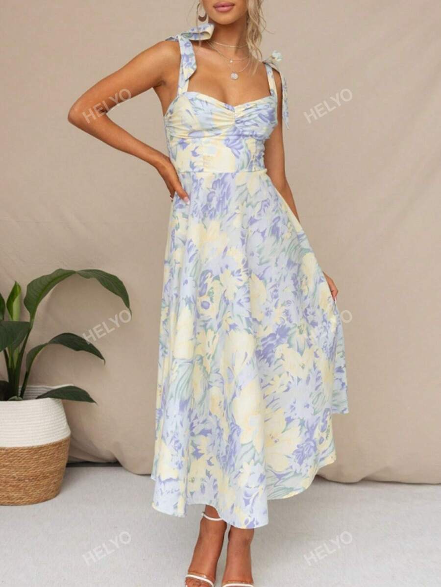Floral Print Tie Shoulder Cami Dress