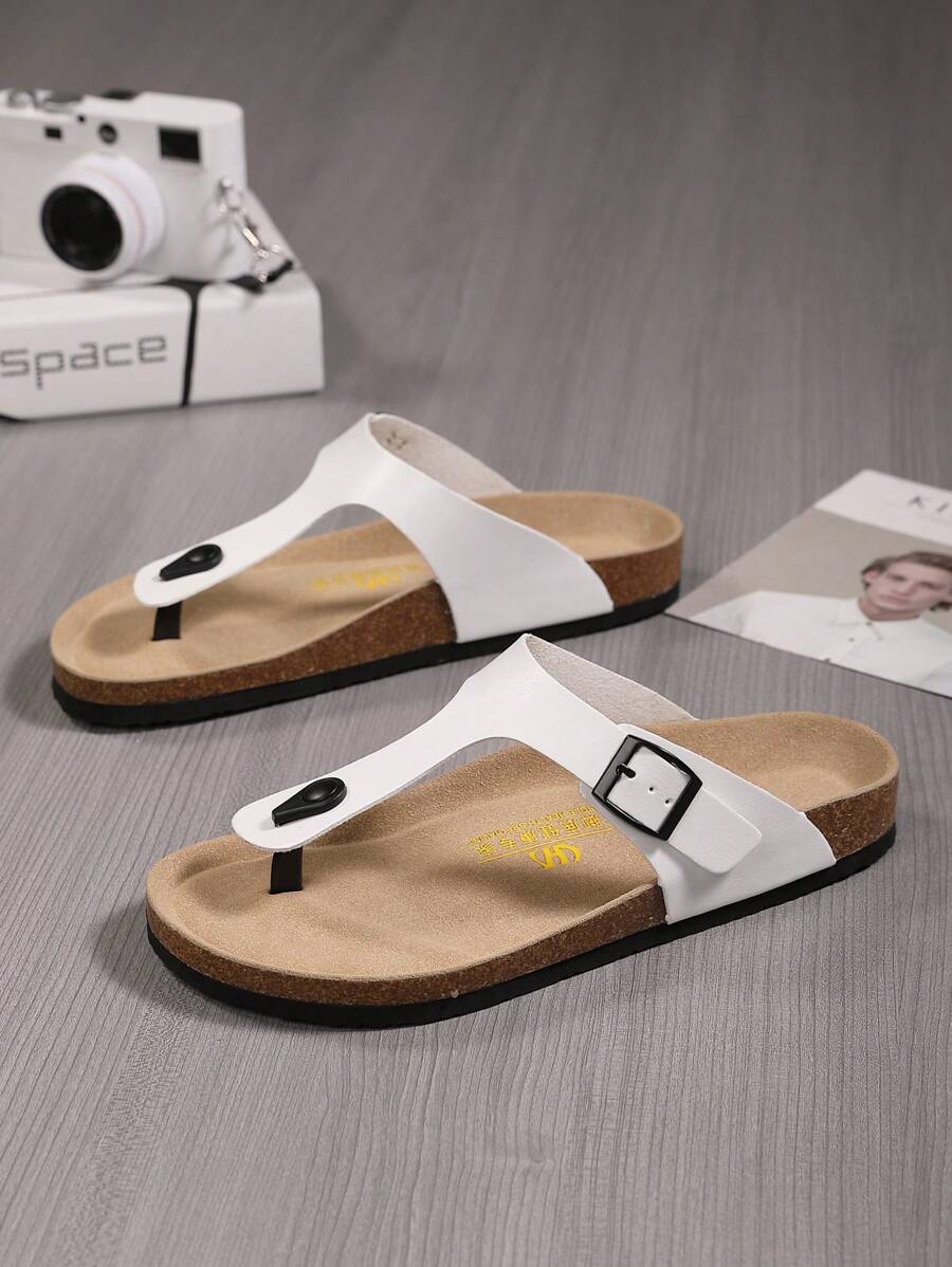 Men Buckle Decor Flip Flops, Fashion Beach Flip Flops