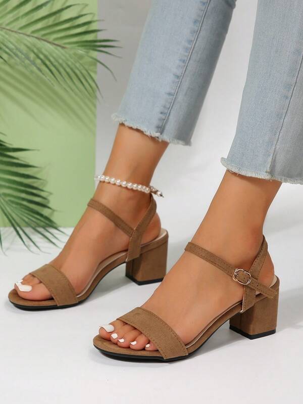 New Arrival Chunky Heeled Sandals For Women, Peep Toe Ankle Strap