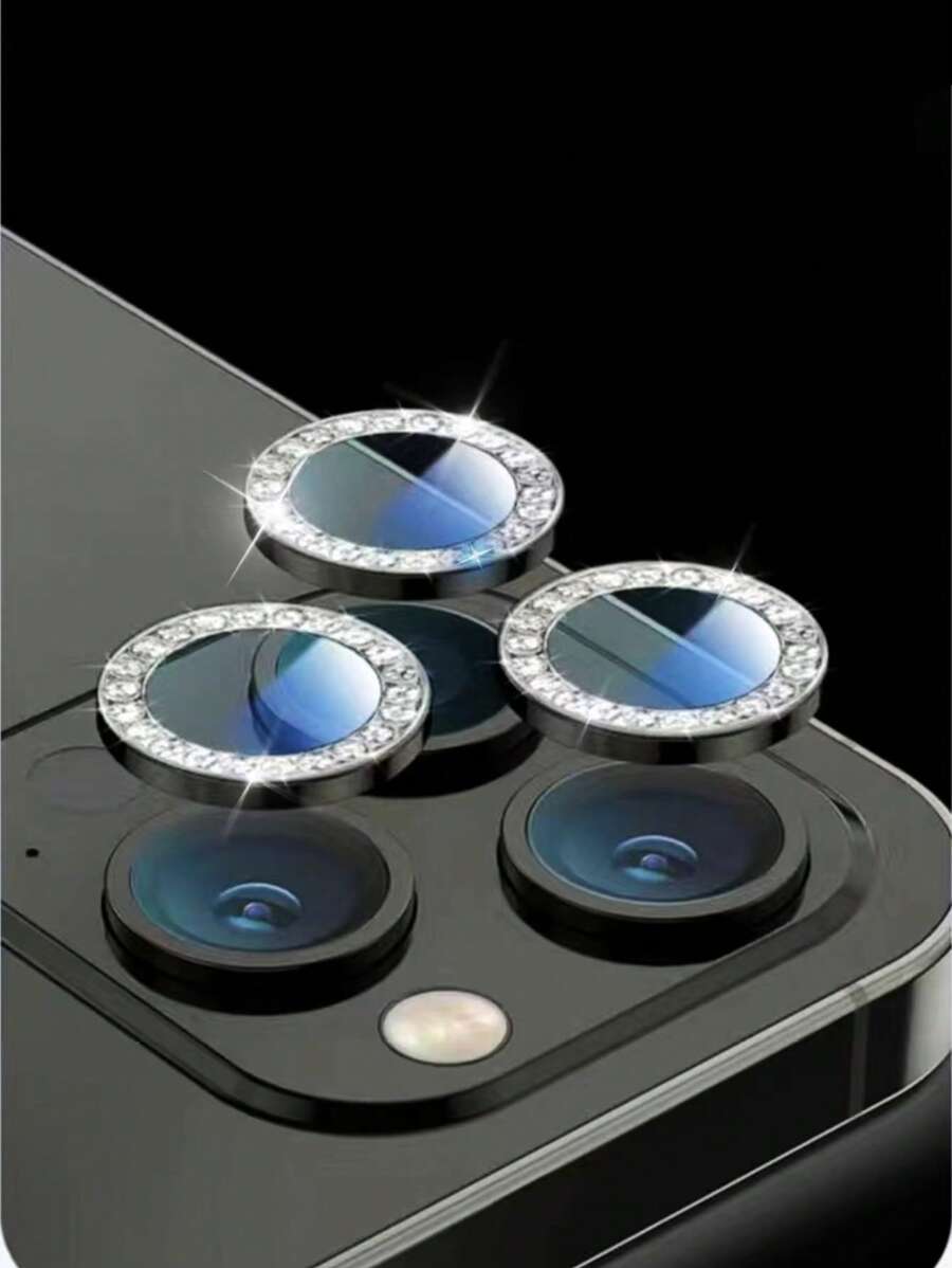 3pcs Eagle Eye Rhinestone Decor Lens Protectors Compatible With iPhone