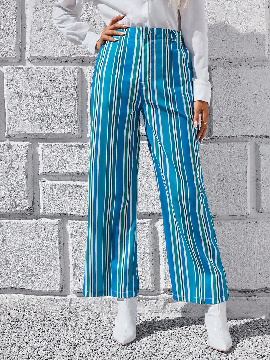 Aveloria Pantalones con estampado de rayas con bolsillo oblicuo