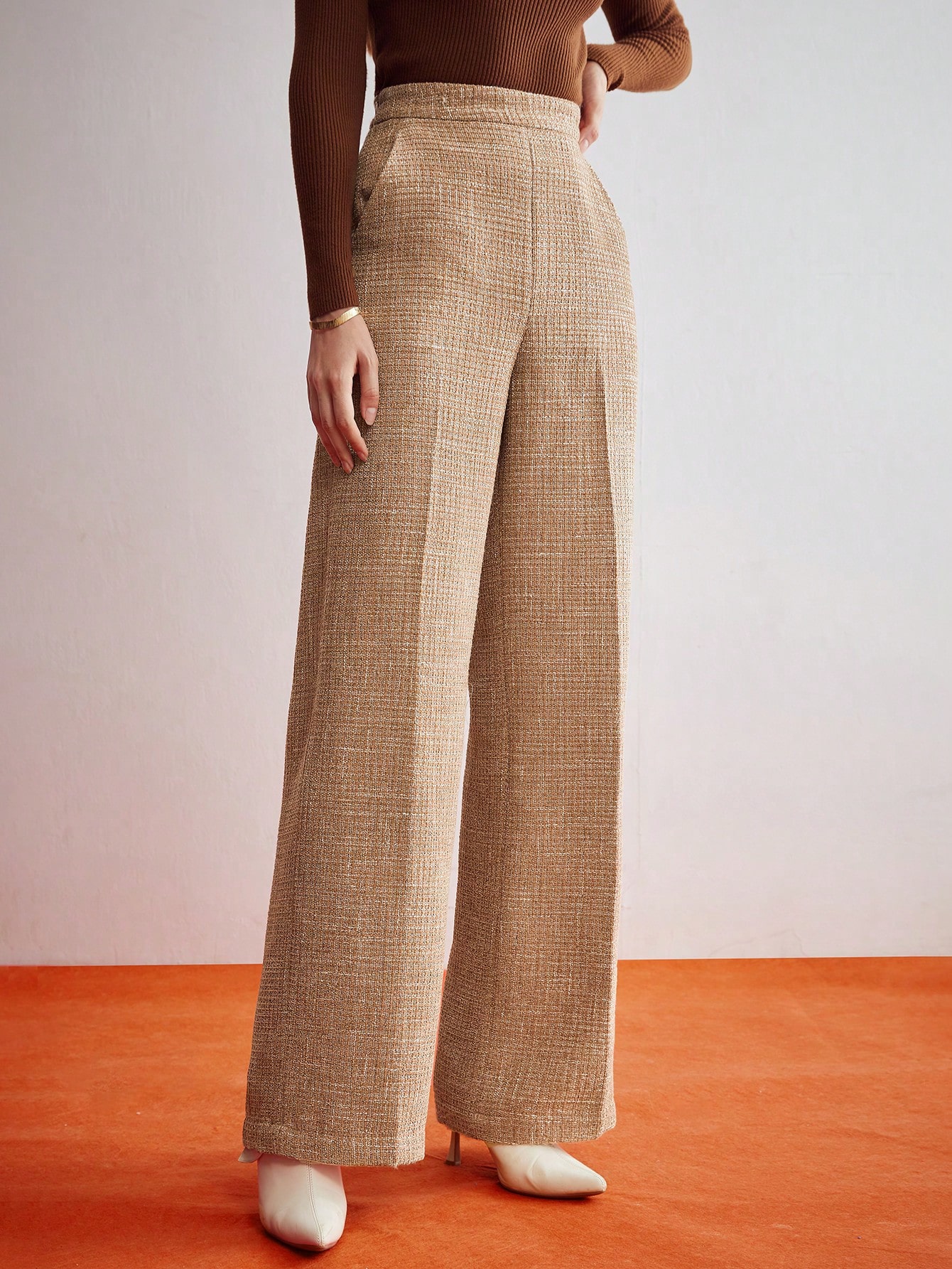 TWEED SUIT PANTS WITHOUT BELT｜Motf