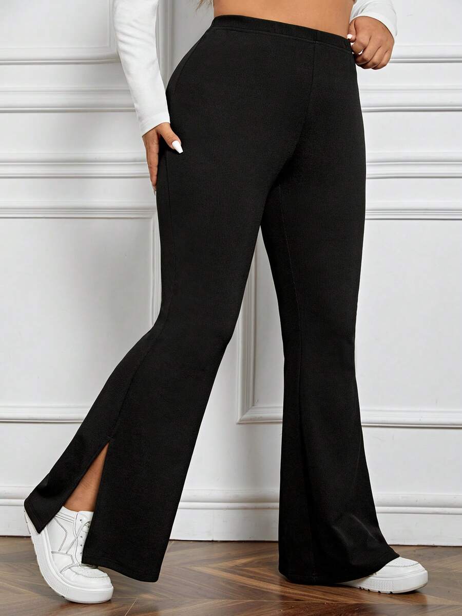 SHEIN EZwear Talla grande Pantalones acampanados bajo con abertura