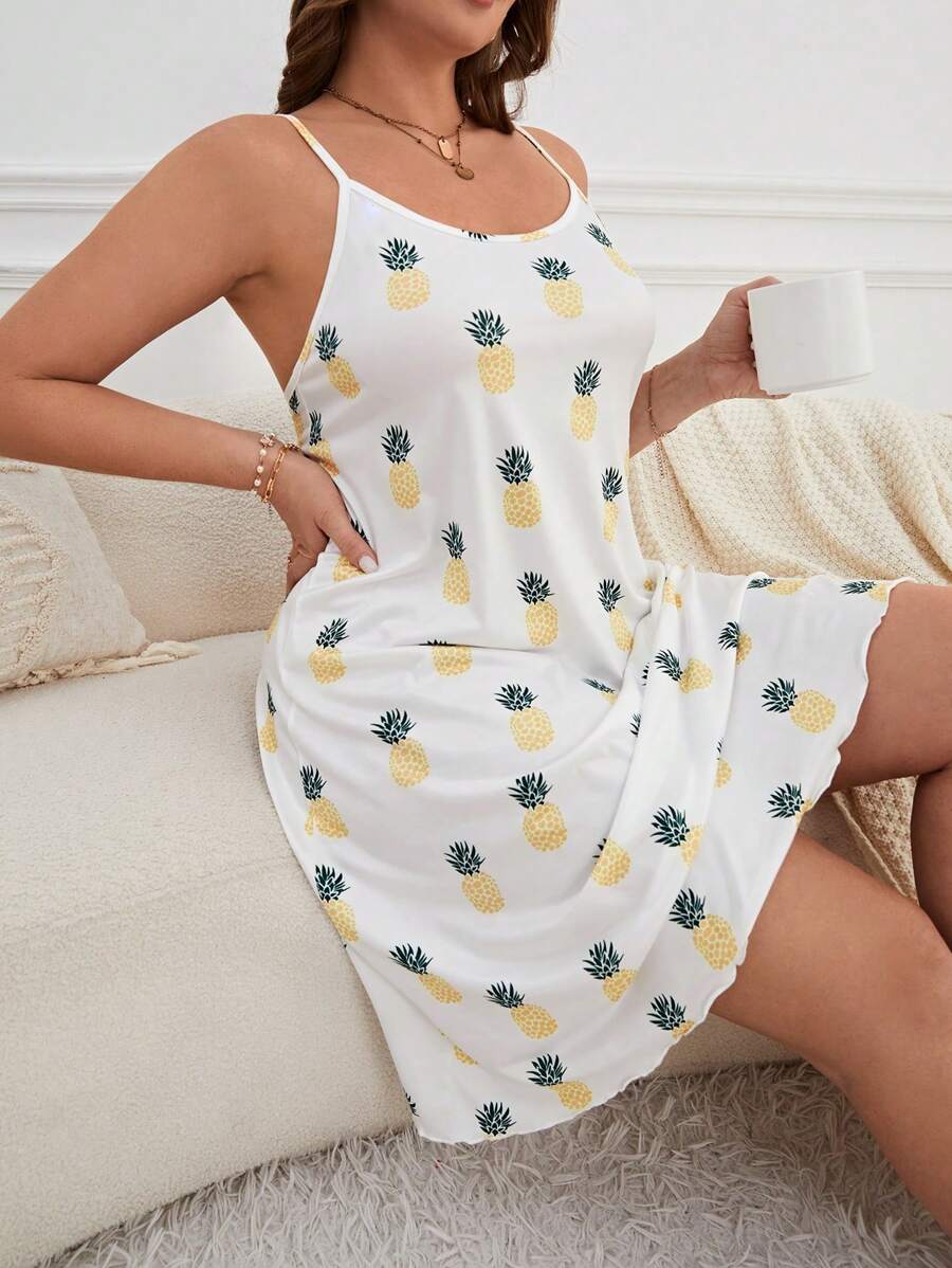 Große Größen Nachthemd mit Ananas Muster