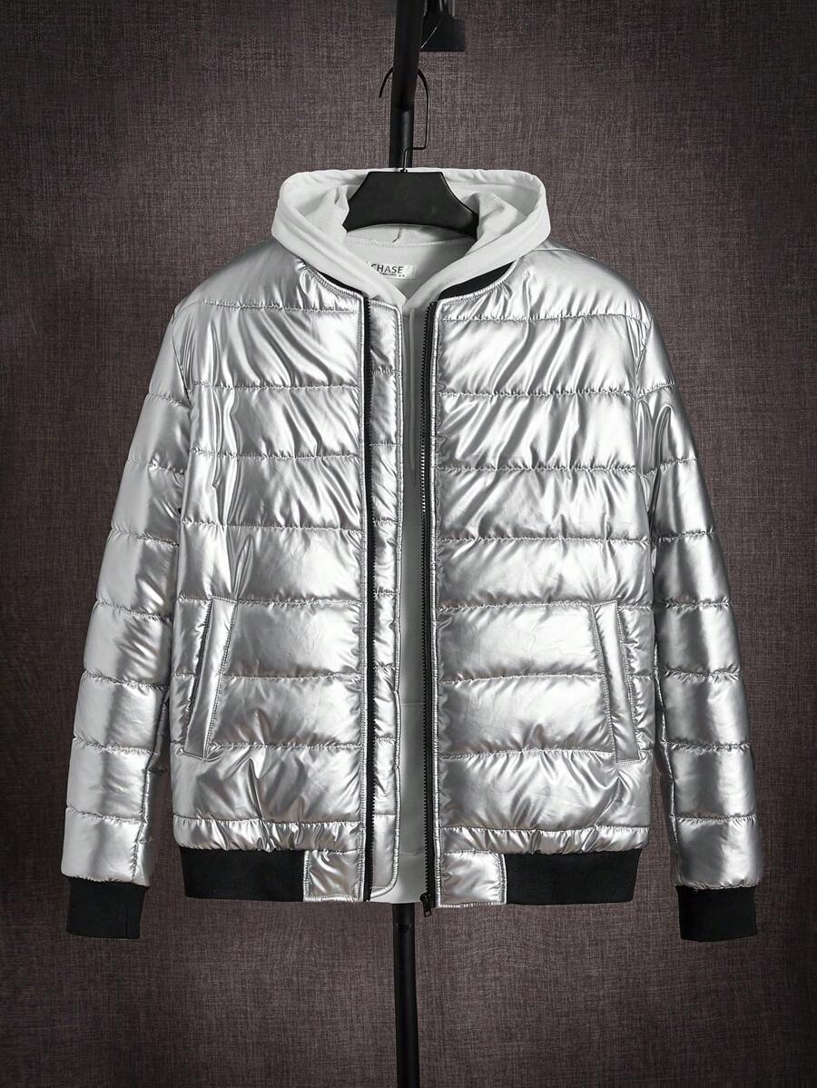 Manfinity VCAY Cappotto invernale casual oversize con chiusura lampo e maniche lunghe per uomo