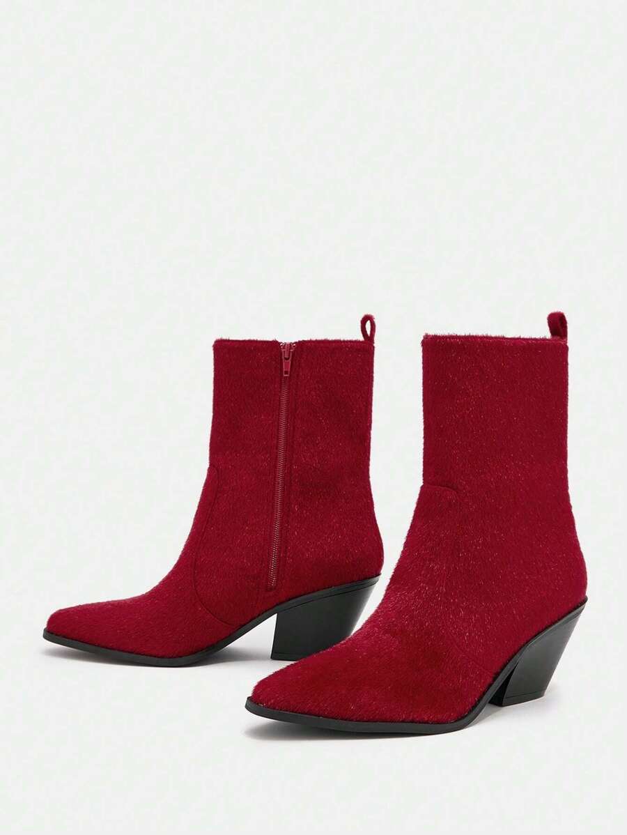 SheIn SXY Christmas Date Thick Heel Women Fashion Boots
