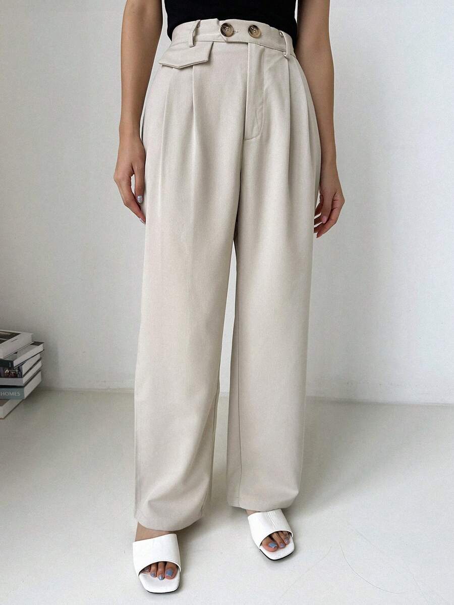 DAZY Solid Plicated Detail Suit Pants