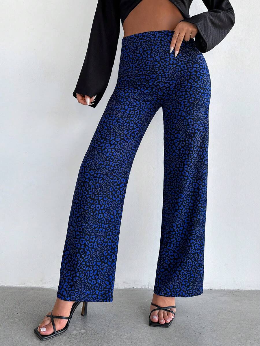 SHEIN PETITE Allover Print Wide Leg Pants