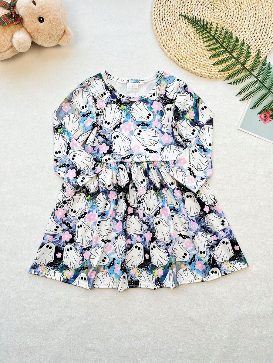 Jeune Fille Robe Imprimé Halloween