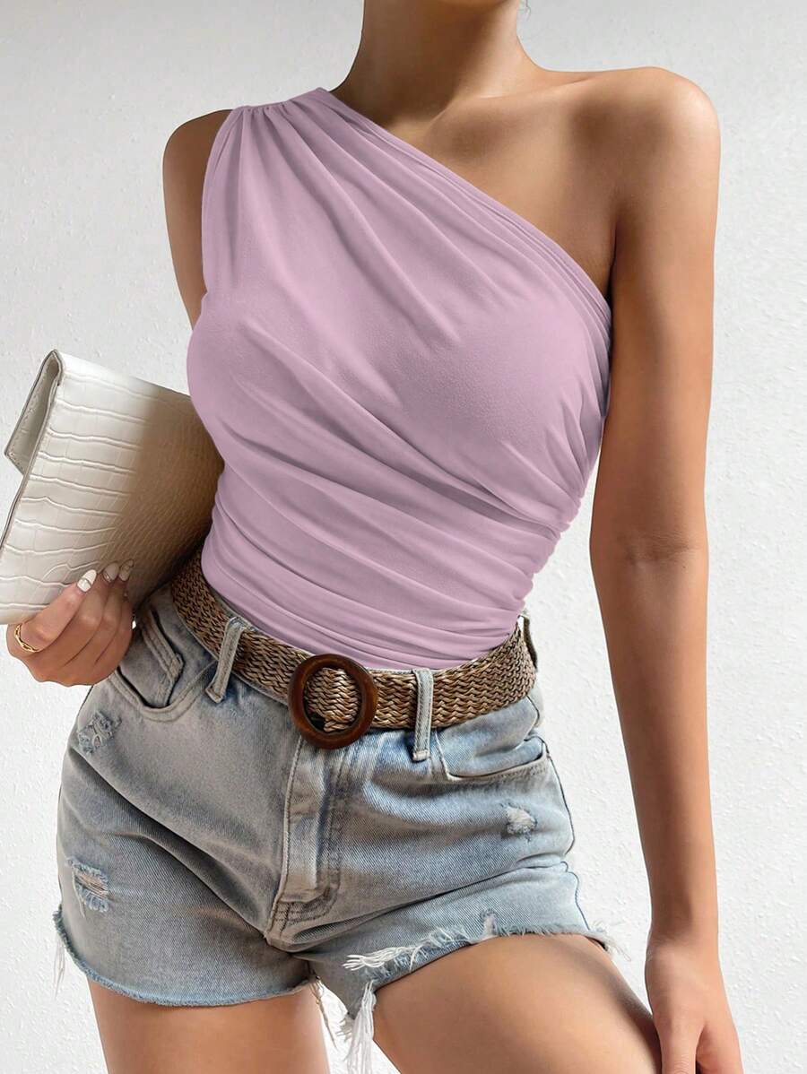 RosyDaze One Shoulder Ruched Top