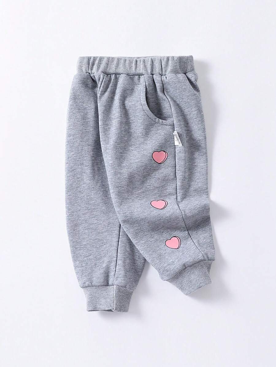 Young Girl Heart Print Sweatpants