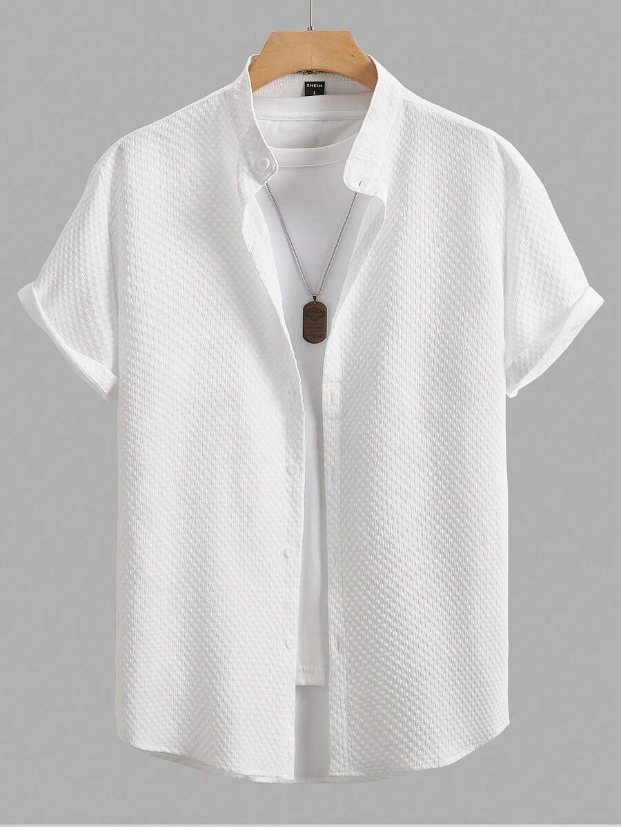 Manfinity Homme Hombres Camisa unicolor con botón sin camiseta