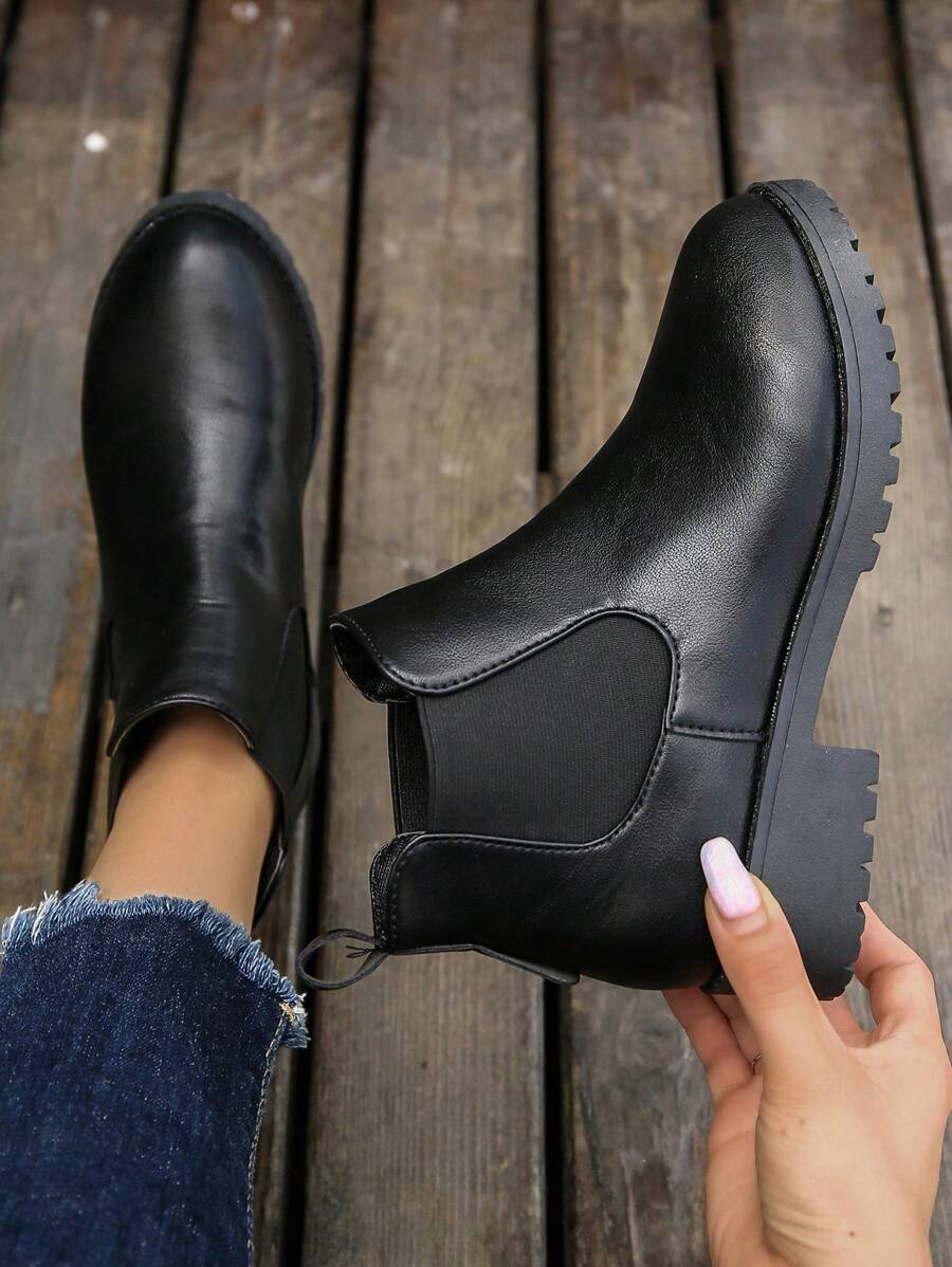 Women's Fashionable Chelsea Boots, Simple Slip-On Design, Ideal With Red Dress, Go With Pants