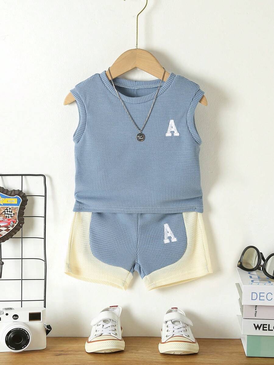 SHEIN Babymeisje Grafische lettersprint Tank tops & Shorts