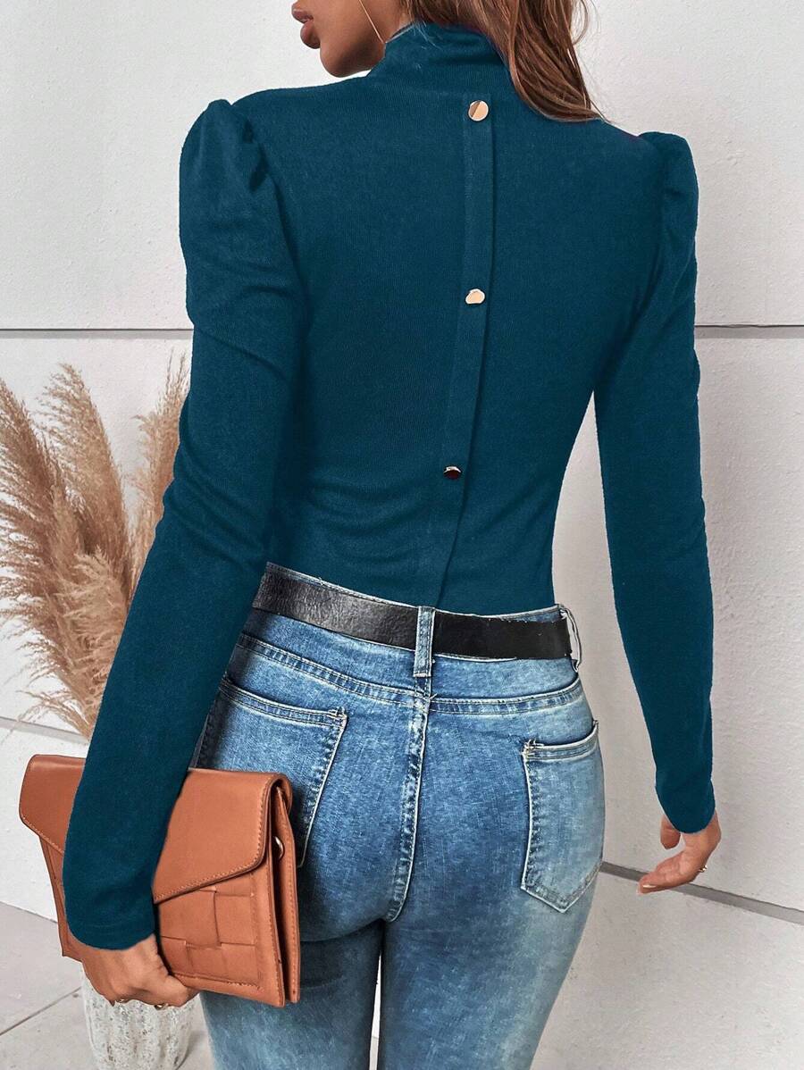 SHEIN Clasi T-shirt À Col Montant À Bouton