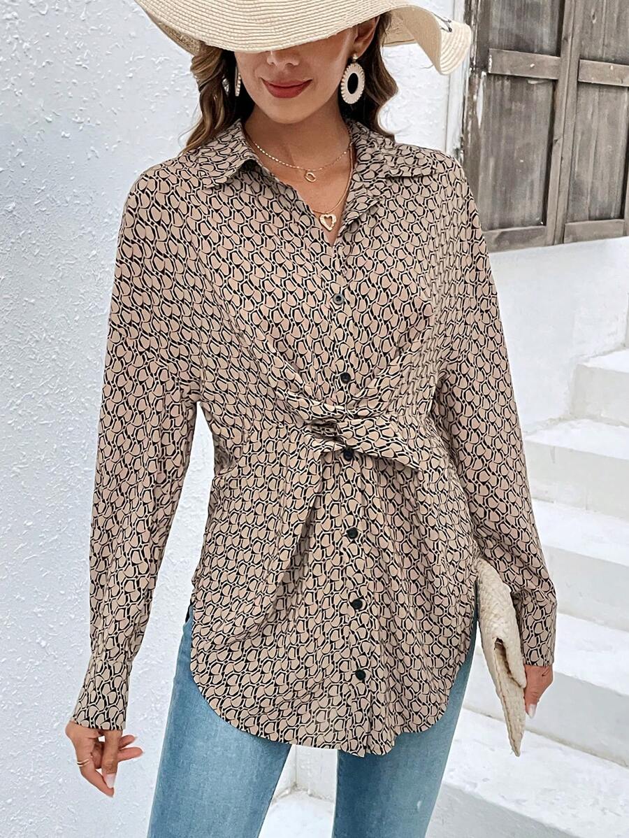 SHEIN Frenchy Chemise Imprimé À Nœud