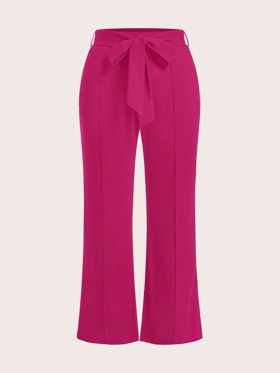 SHEIN Clasi Talla grande Pantalones acampanados unicolor con cinturón