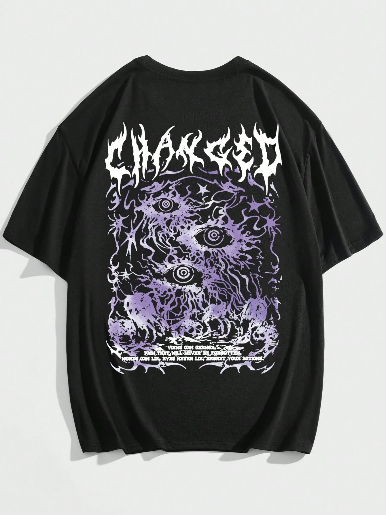 ROMWE MEN Goth Maglietta grafica con teschio e lettera, stile scolastico e anni 2000, da uomo