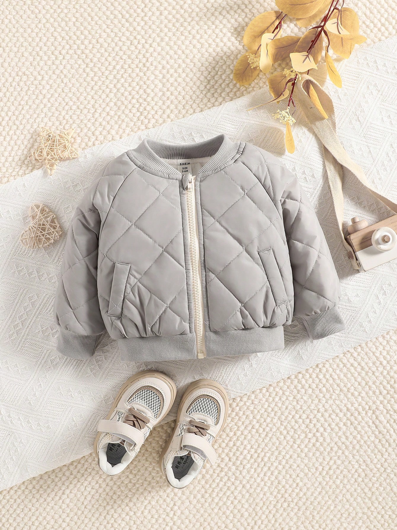 Baby Boy Zip Up Quilted Bomber Jacket