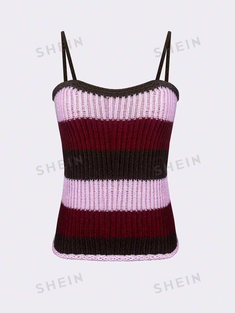 Flirla Top tejido de tirantes de color combinado