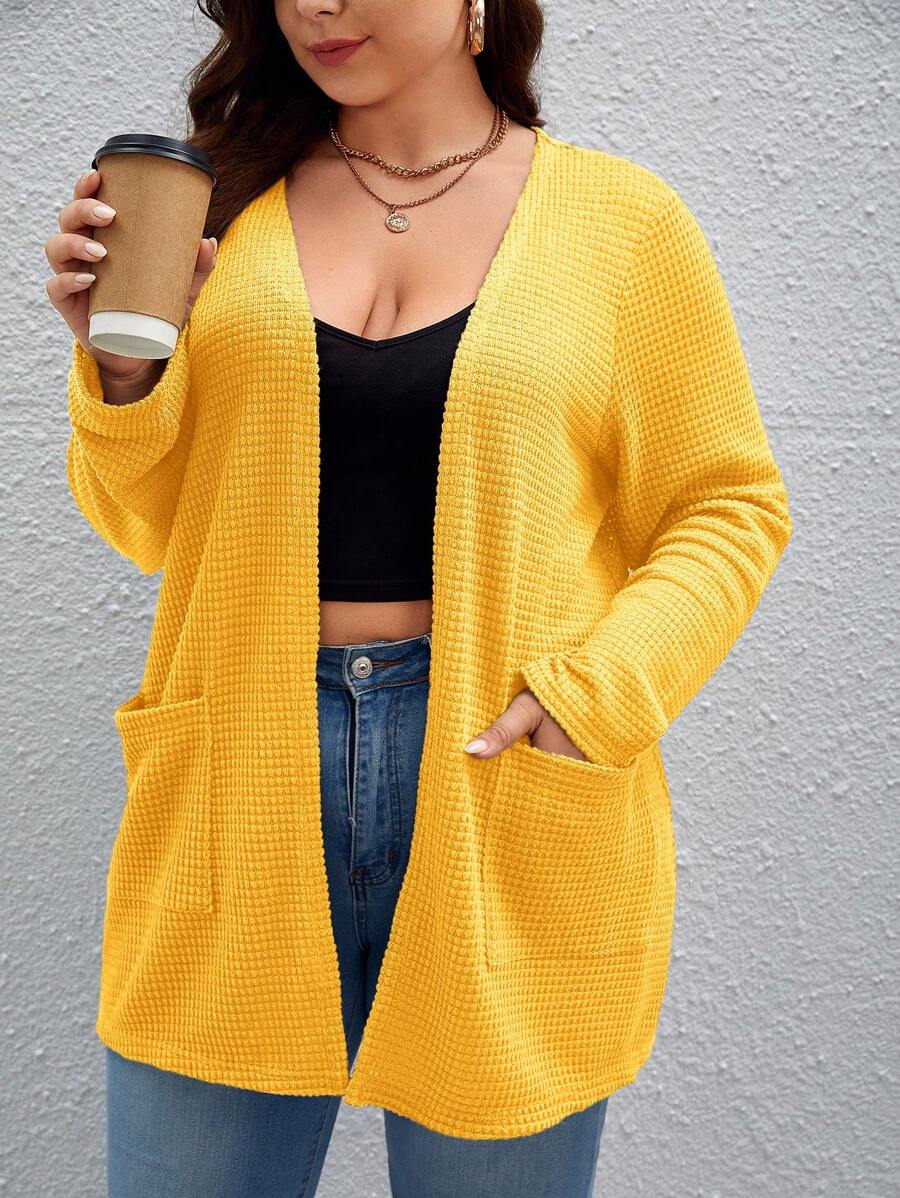 SHEIN Essnce Plus Dual Pocket Open Front Coat
