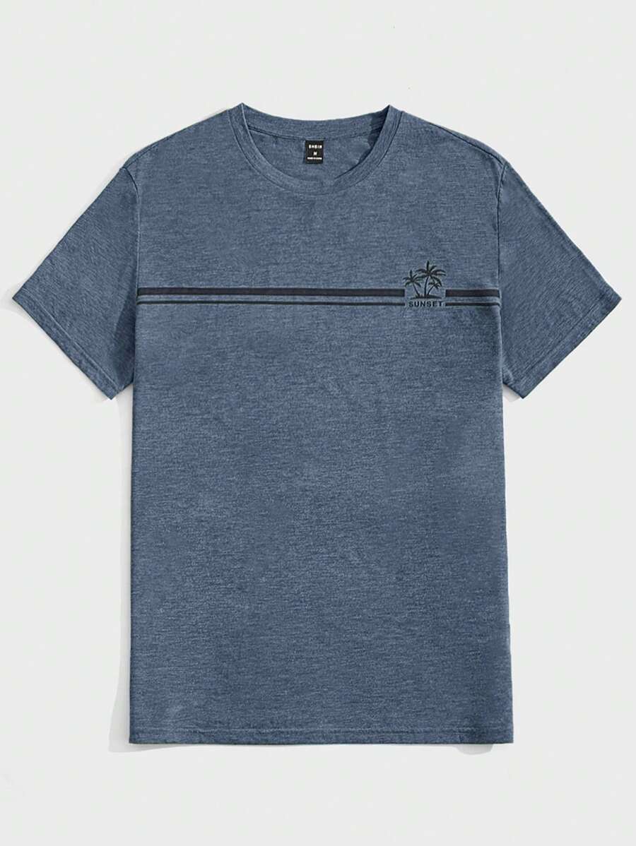 Manfinity VCAY Men Striped & Tropical Print Tee, Summer