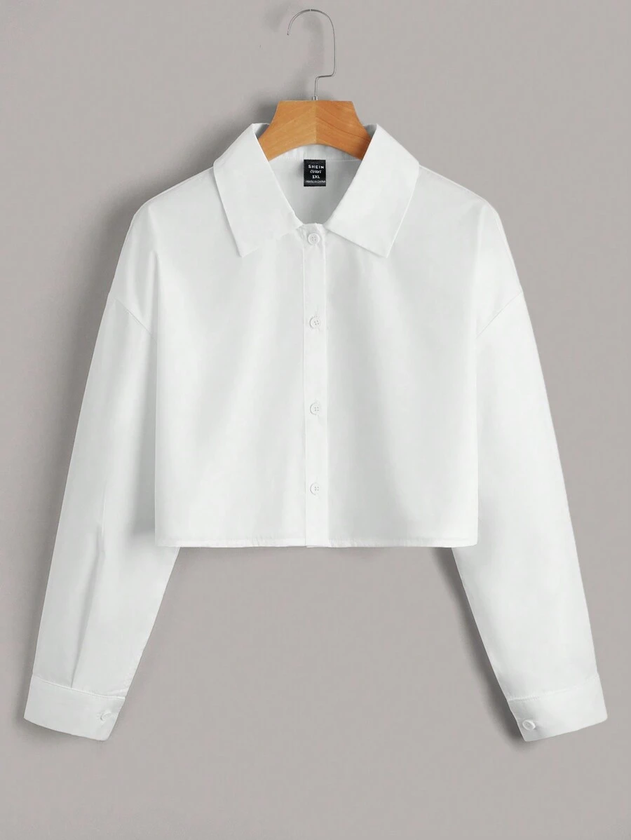 SHEIN EZwear Talla grande Camisa de hombros caídos crop