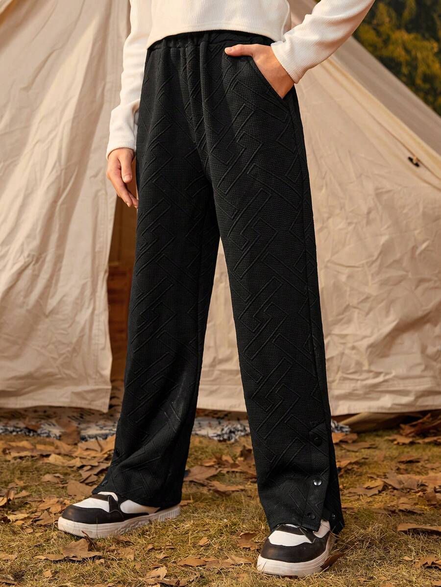 SHEIN Teenager Junge Hose mit weiten Beinen, Einfarbig schrägen Taschen,