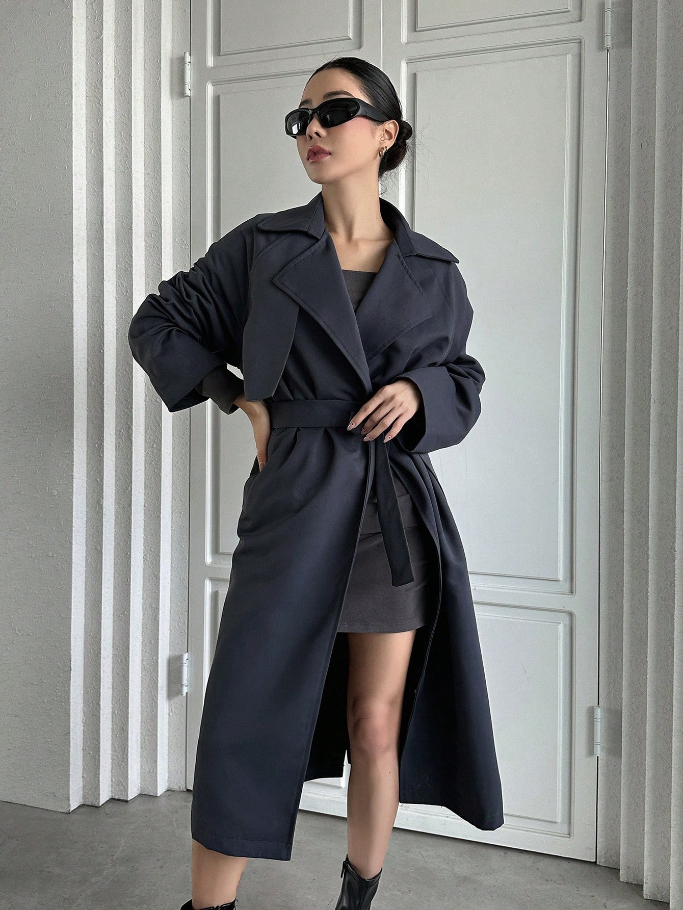 ジャケット・アウター Wide Collar Dropped-Shoulder Trench Coat Amazon.com: CIDER Trench Coat Women Long Sleeve Jackets