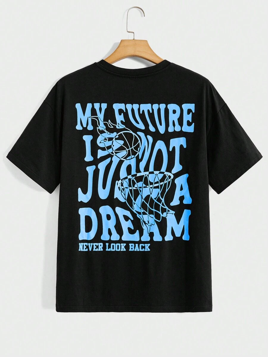 Manfinity VCAY Loose Fit Men's Slogan Graphic Round Neck T-Shirt