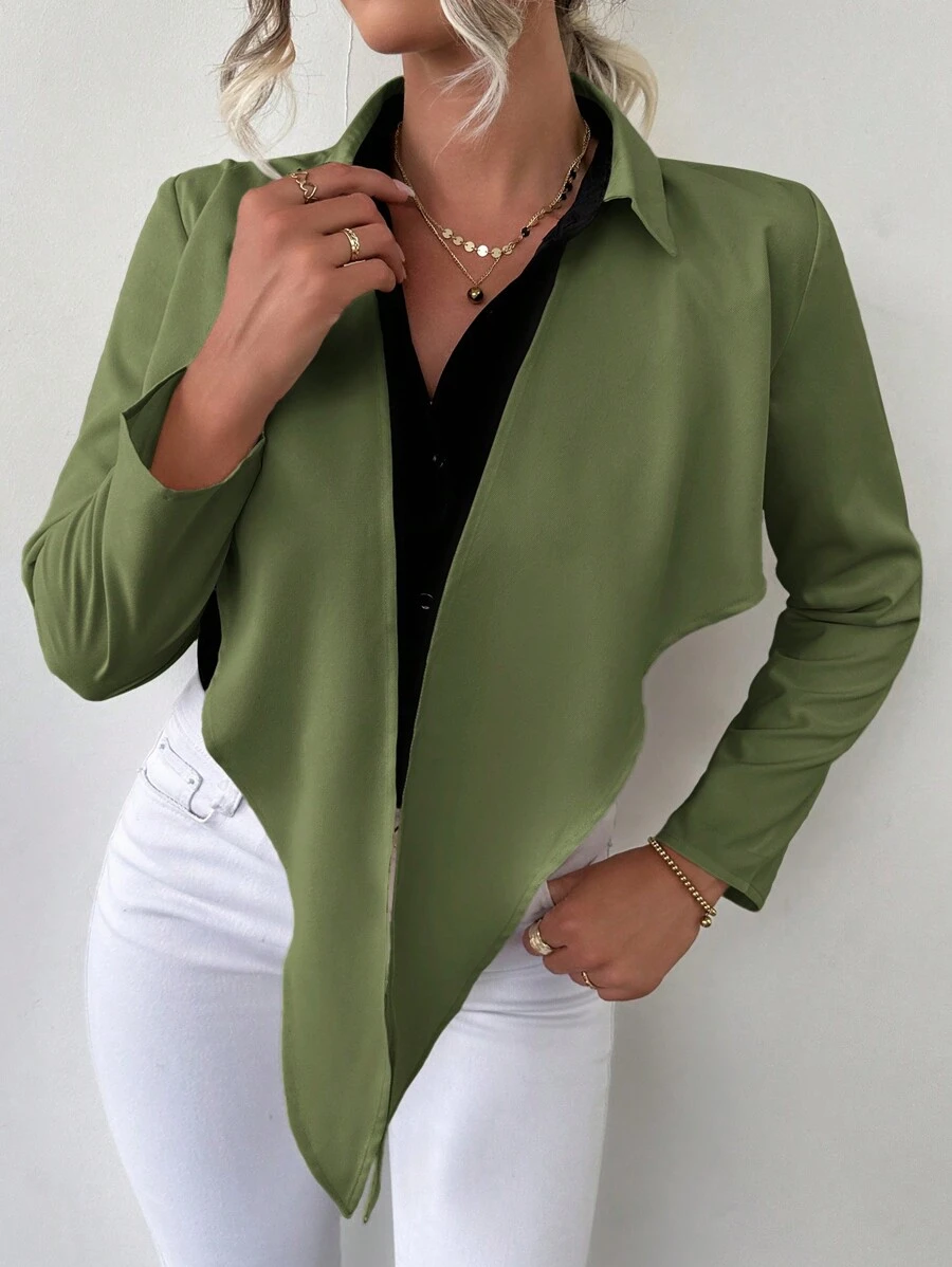 SHEIN Essnce Two Tone Asymmetrical Hem Blouse
