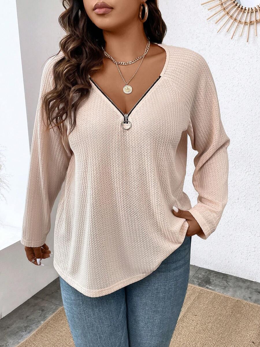 Calvaya Plus Half Zip Raglan Sleeve Tee