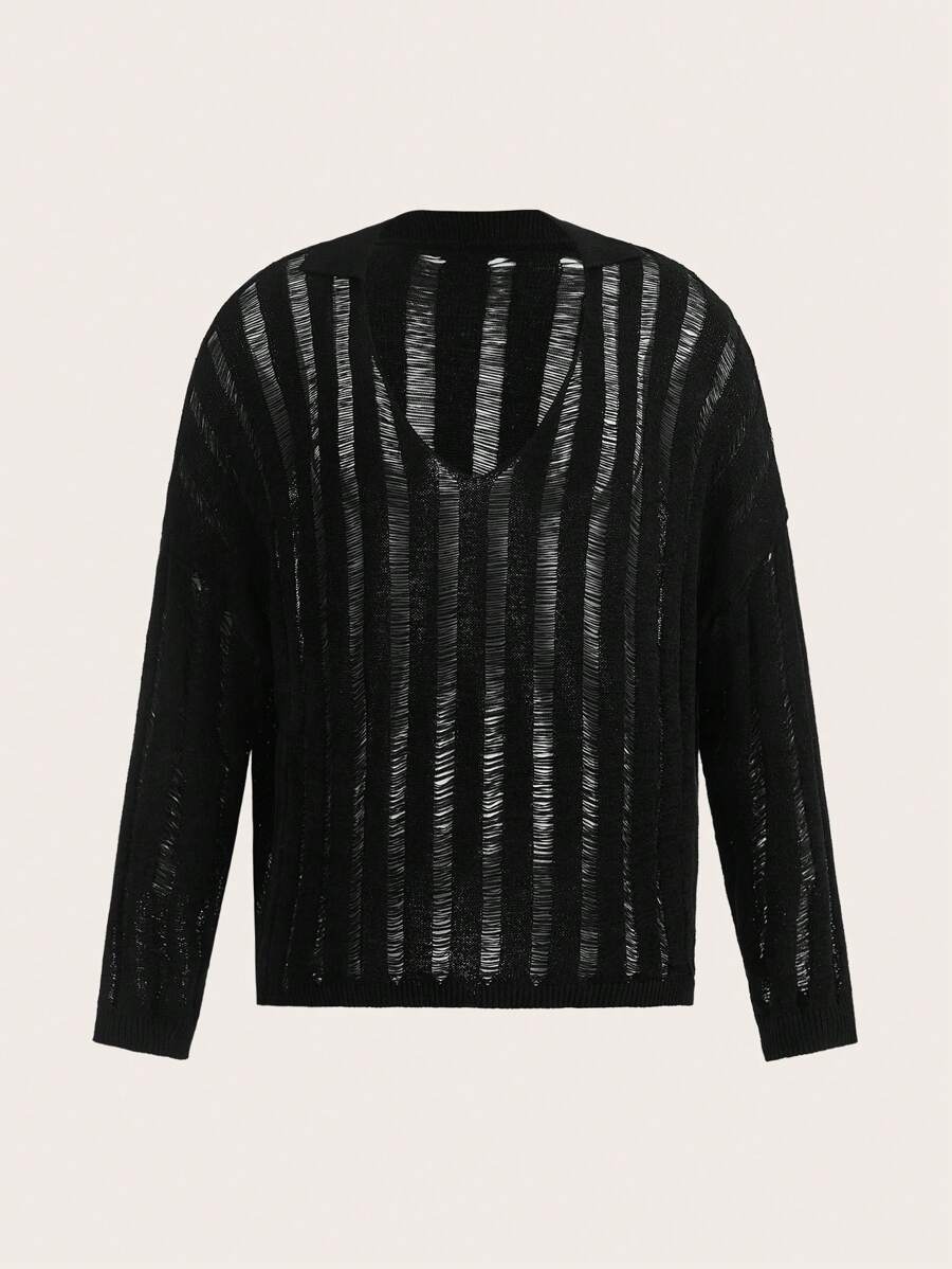 SHEIN ICON Plus Pointelle Knit Drop Shoulder Sweater