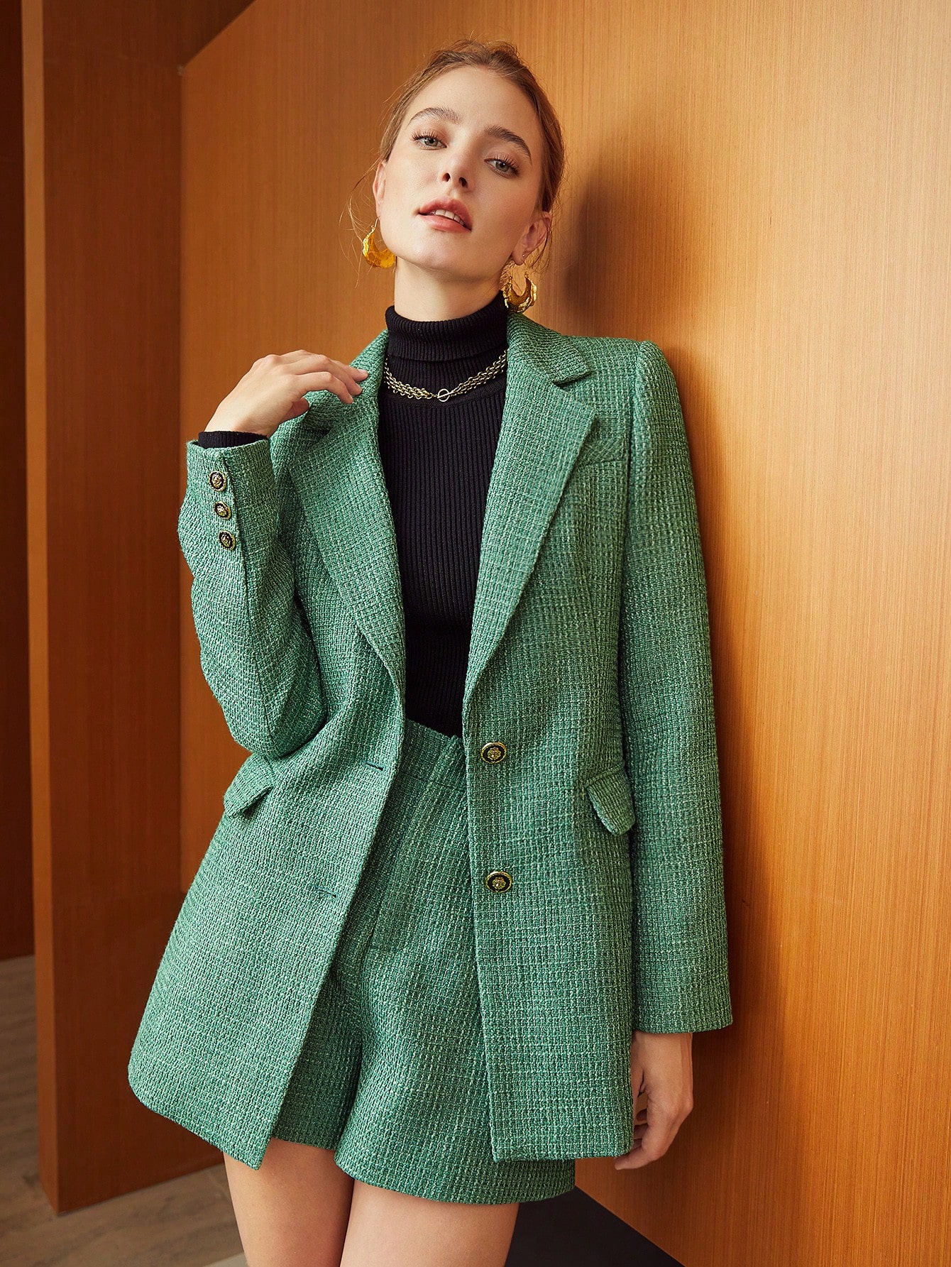 TWEED VISCOSE-BLEND BLAZER｜Motf