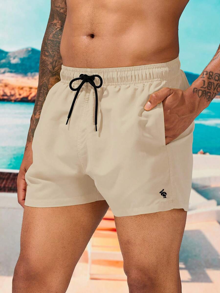 Manfinity Swimmode Men Drawstring Waist Slant Pocket Swim Trunks,Hawaiian