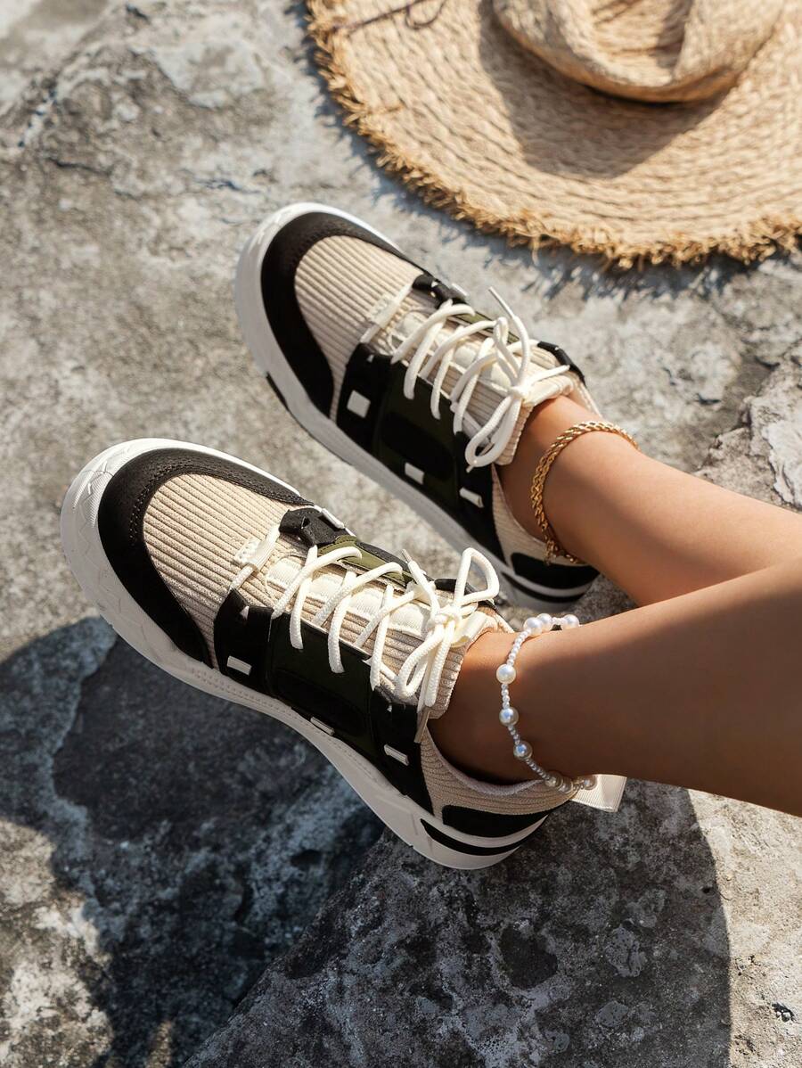 New Arrival Women's Fashionable Round Toe Multicolor Patchwork Casual Sports Shoes