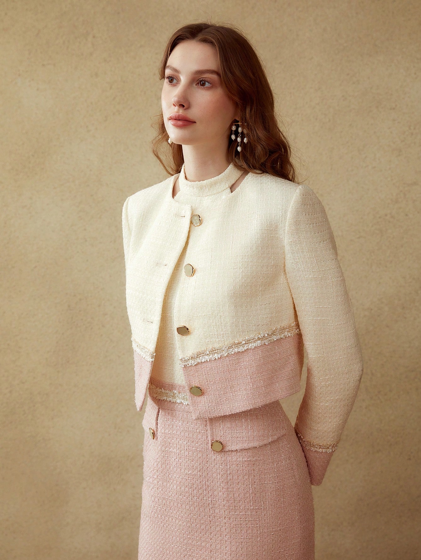 TWO-TONE TWEED JACKET｜Motf