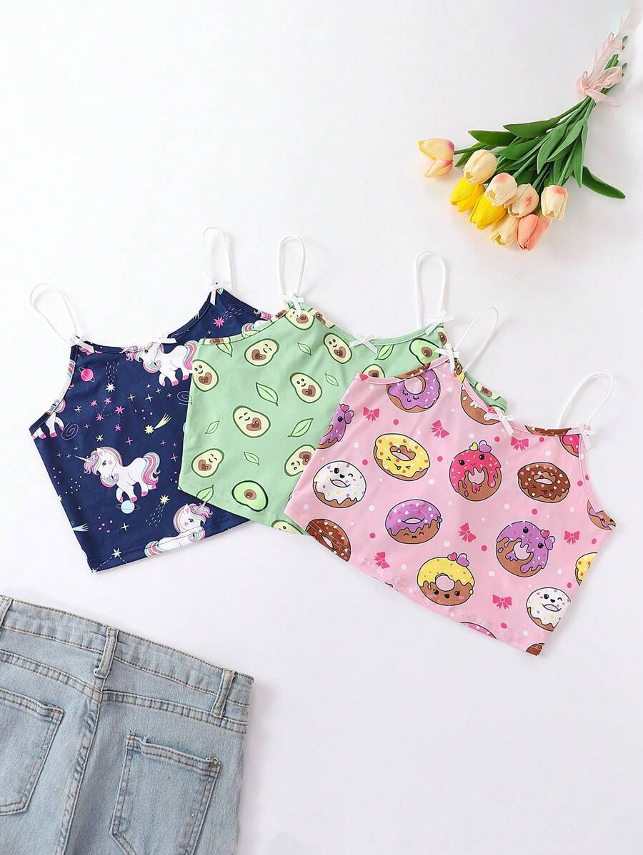 Tween Girl 3pcs Cartoon Graphic Underwear