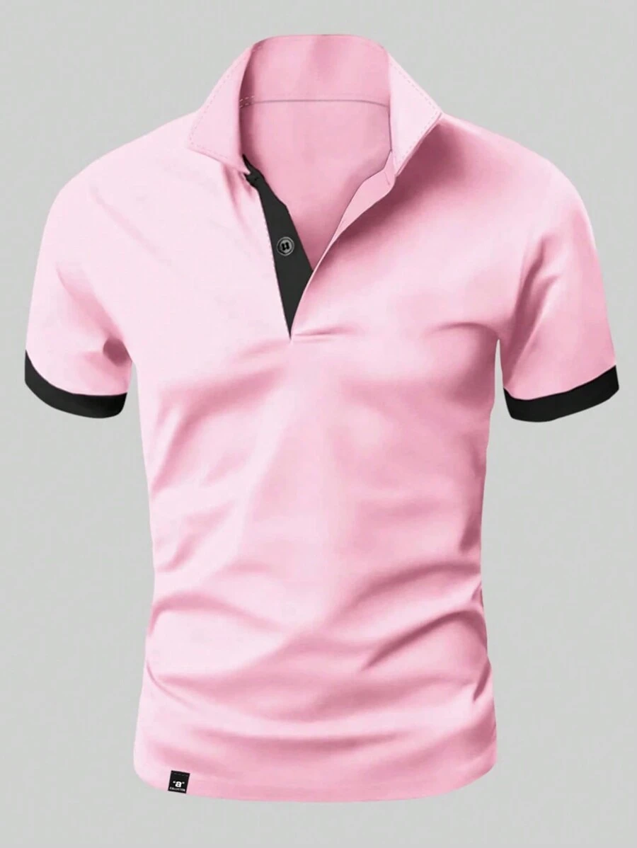 Manfinity Homme Taglie Forti Uomo Camicia polo bordo a contrasto