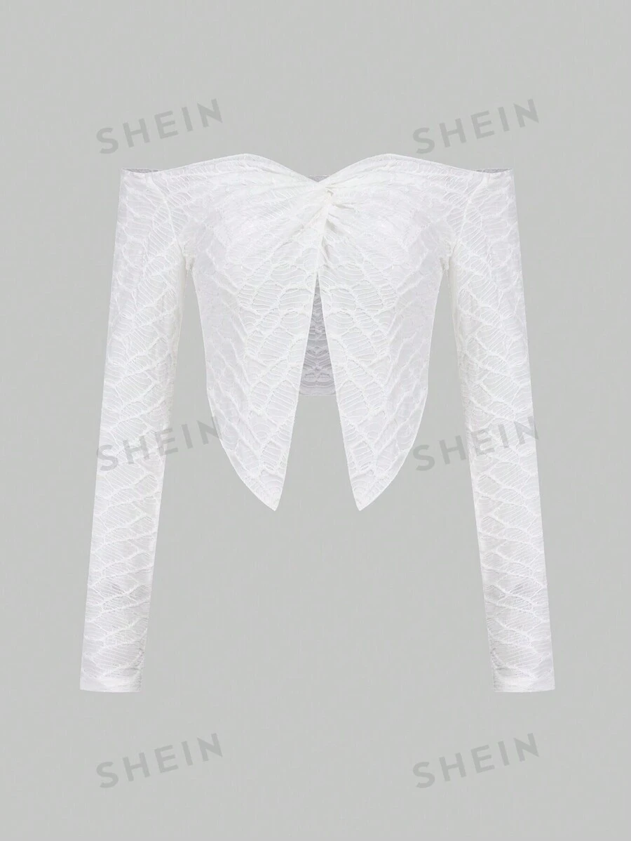 SHEIN Unity Top crop de hombros descubiertos girante delantero bajo asimétrico