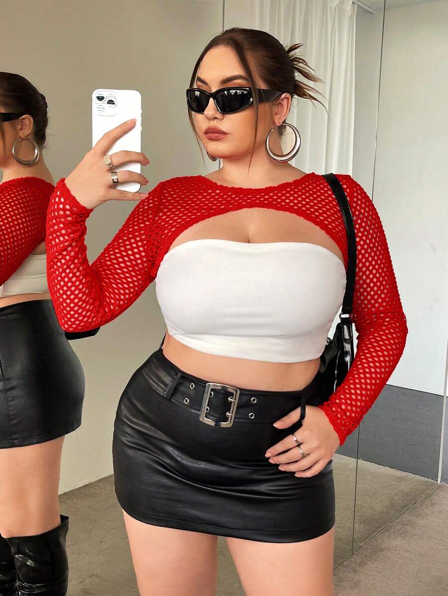 SHEIN ICON Plus Top Très Court En Résille (Sans Top Bandeau)