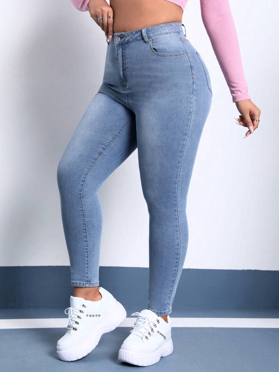 SHEIN EZwear Plus Stevige Skinny jeans